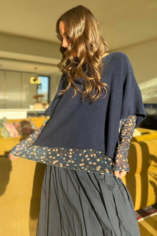 Bobby Mesh Layering Top Terrazzo Spot Prussian Navy